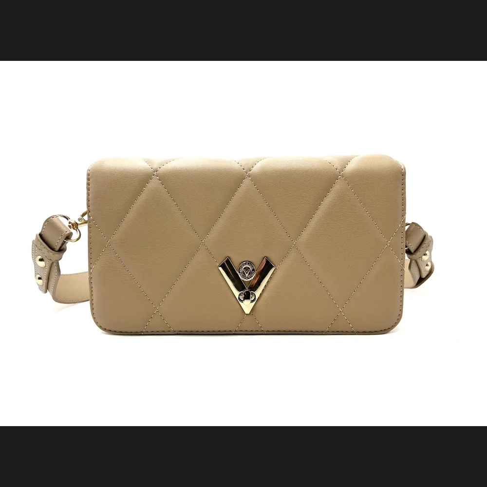 Valentino Orlandi Tan Quilted Crossbody Bag